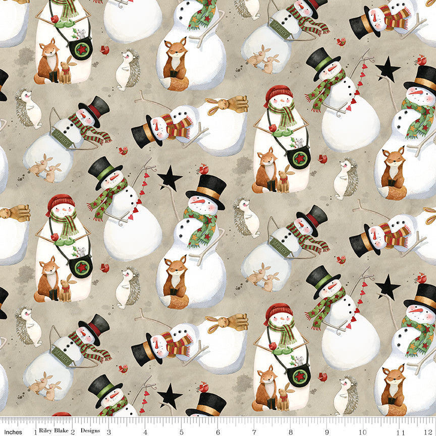 Northern Christmas Snowmen Neutral by Teresa Korgut for Riley Blake Designs