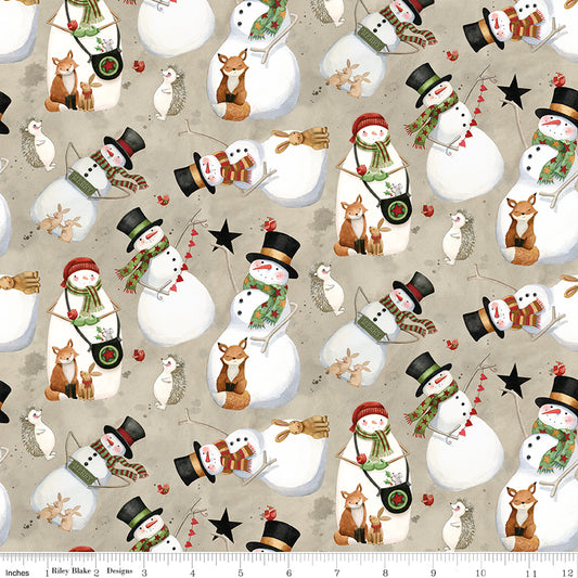 Northern Christmas Snowmen Neutral by Teresa Korgut for Riley Blake Designs