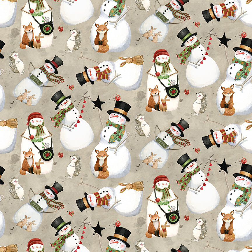 Northern Christmas Snowmen Neutral by Teresa Korgut for Riley Blake Designs