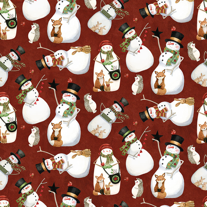 Northern Christmas Snowmen Red by Teresa Korgut for Riley Blake Designs