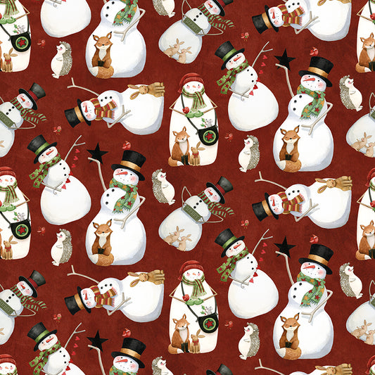 Northern Christmas Snowmen Red by Teresa Korgut for Riley Blake Designs