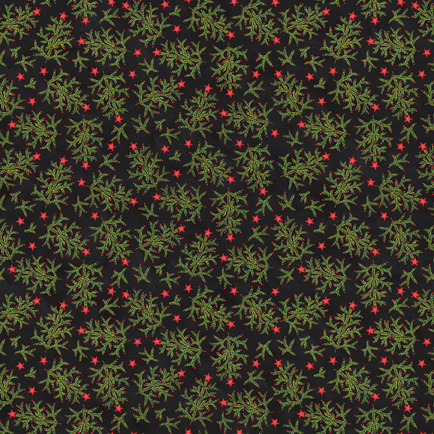 Northern Christmas Whimsical Trees Black by Teresa Korgut for Riley Blake Designs