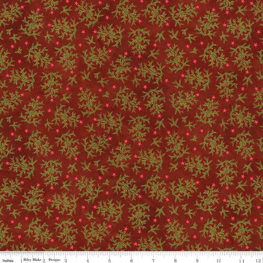 Northern Christmas Whimsical Trees Red by Teresa Korgut for Riley Blake Designs