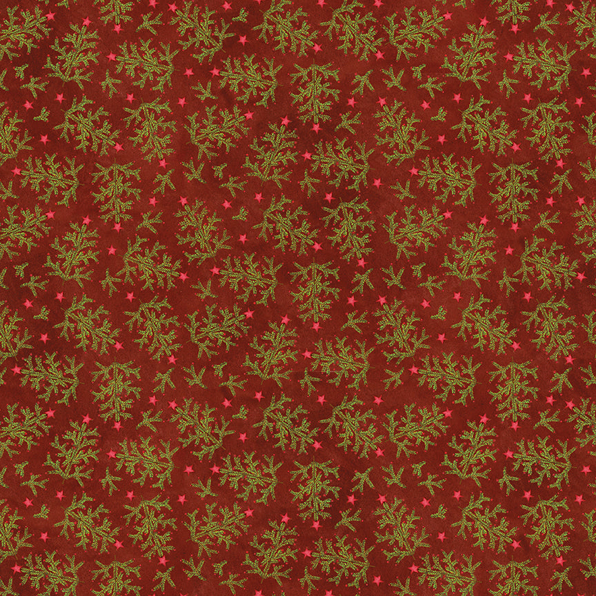 Northern Christmas Whimsical Trees Red by Teresa Korgut for Riley Blake Designs