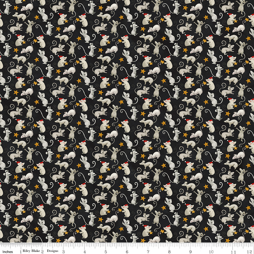 Northern Christmas - Christmas Mice Black by Teresa Korgut for Riley Blake Designs