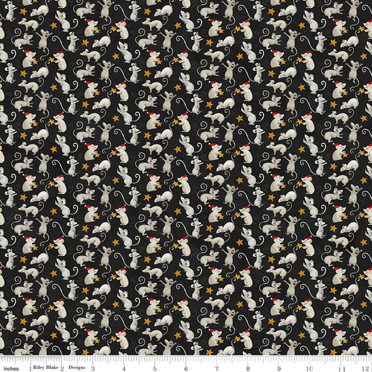 Northern Christmas - Christmas Mice Black by Teresa Korgut for Riley Blake Designs
