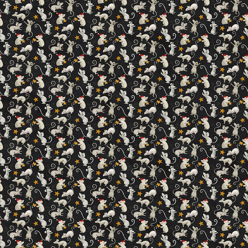 Northern Christmas - Christmas Mice Black by Teresa Korgut for Riley Blake Designs