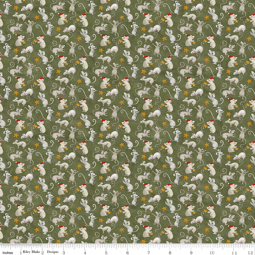 Northern Christmas - Christmas Mice Green by Teresa Korgut for Riley Blake Designs