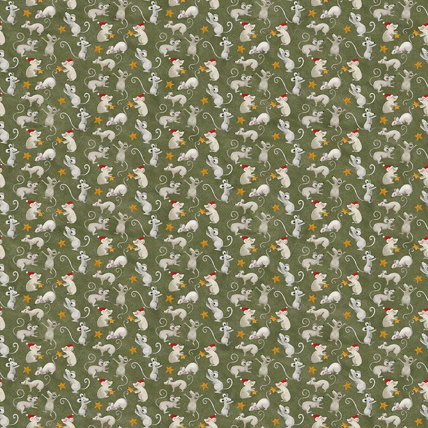 Northern Christmas - Christmas Mice Green by Teresa Korgut for Riley Blake Designs