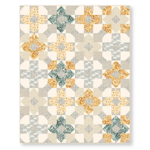 Kindred Comforts Organic Cotton Collection Bouquet Print in Blue by Tanya Celia for Cloud 9 Fabrics