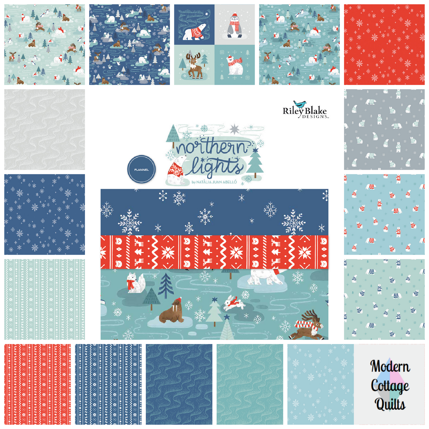 Flannel Northern Lights Fat Quarter Bundle by Natalia Juan Abello for Riley Blake Designs