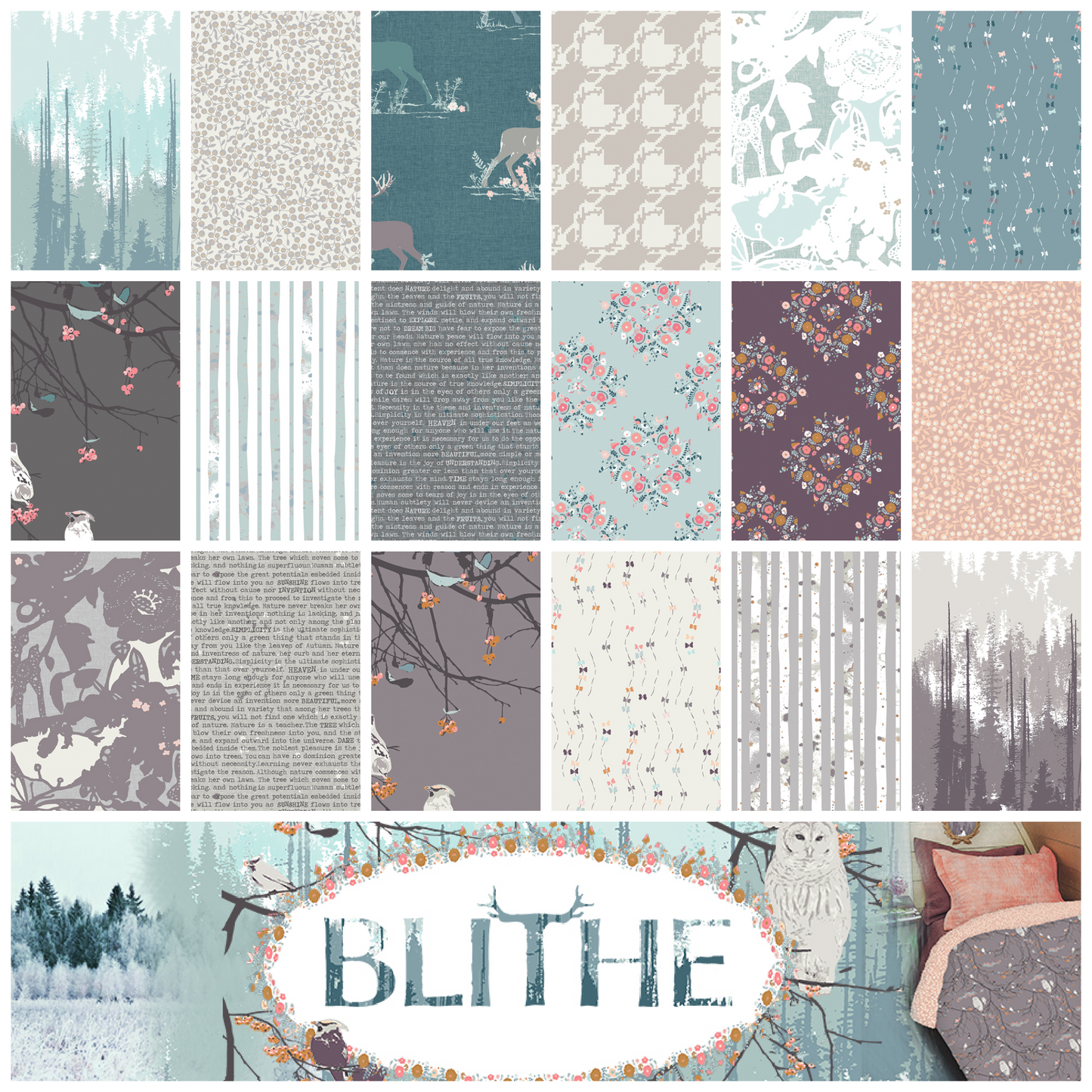 Blithe Collection - Arcadia Bliss Dim Print - by Katarina Roccella for Art Gallery Fabrics