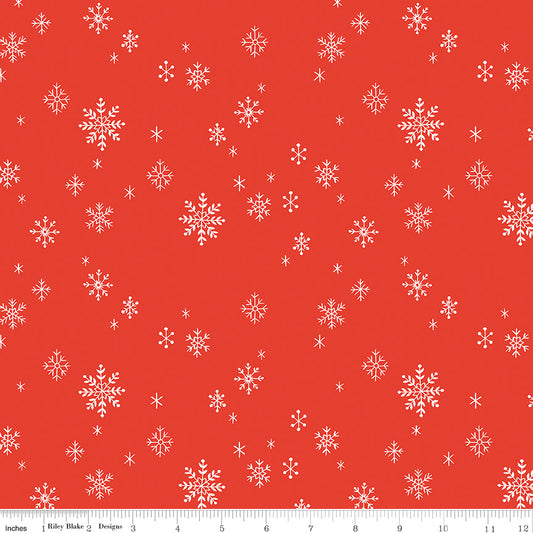 Flannel Northern Lights Red Let It Snow by Natalia Juan Abello for Riley Blake Designs