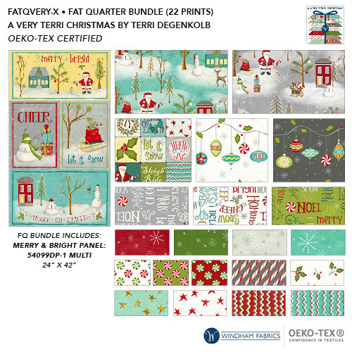 A Very Terri Christmas - Fat Quarter Bundle - by Terri Degenkolb Whimsicals for Windham Fabrics