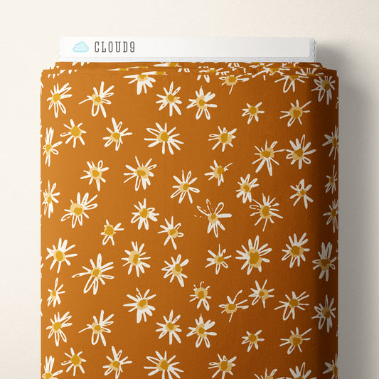 Kindred Comforts Organic Cotton Collection Shata Print in Brown by Tanya Celia for Cloud 9 Fabrics