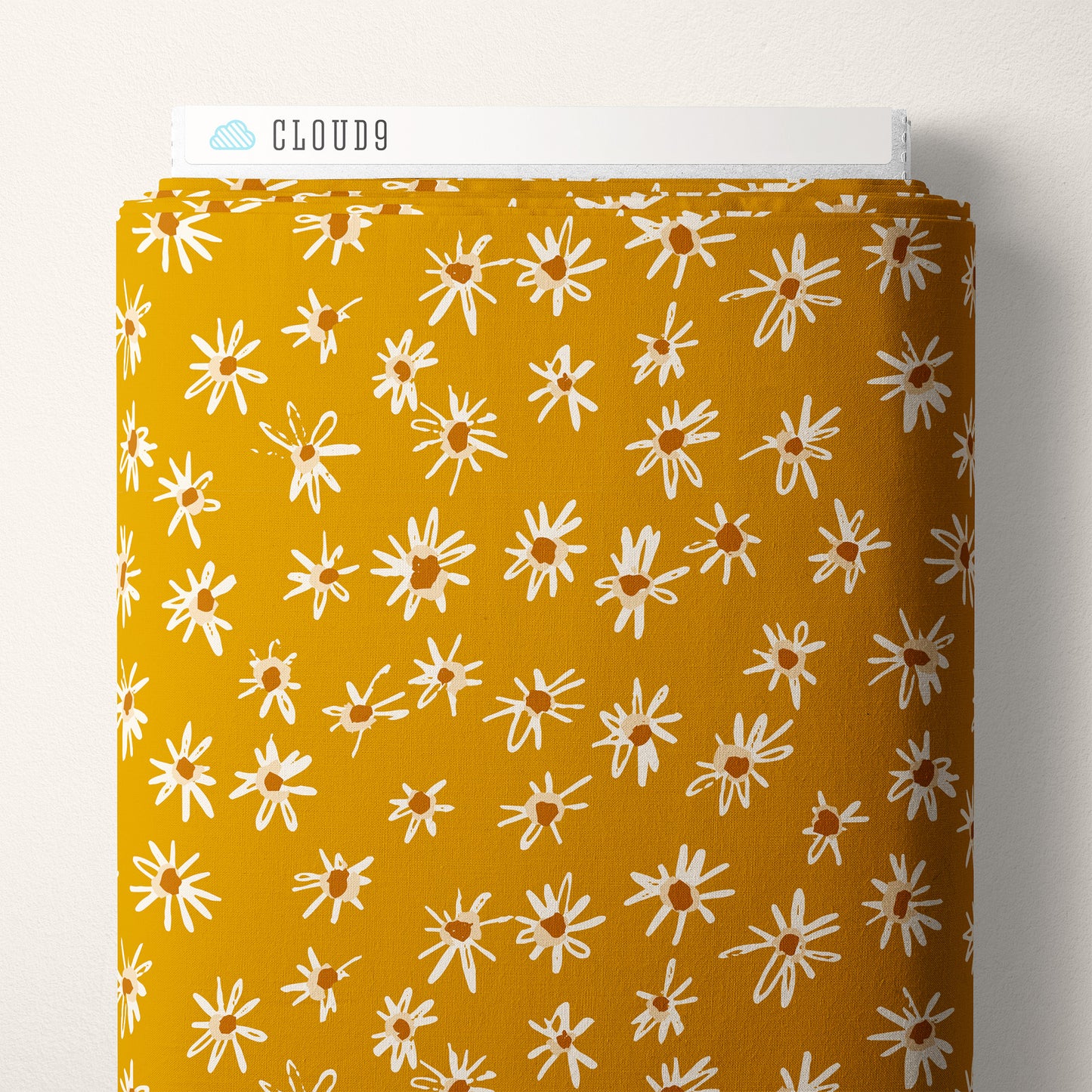 Kindred Comforts Organic Cotton Collection Shata Print in Gold by Tanya Celia for Cloud 9 Fabrics