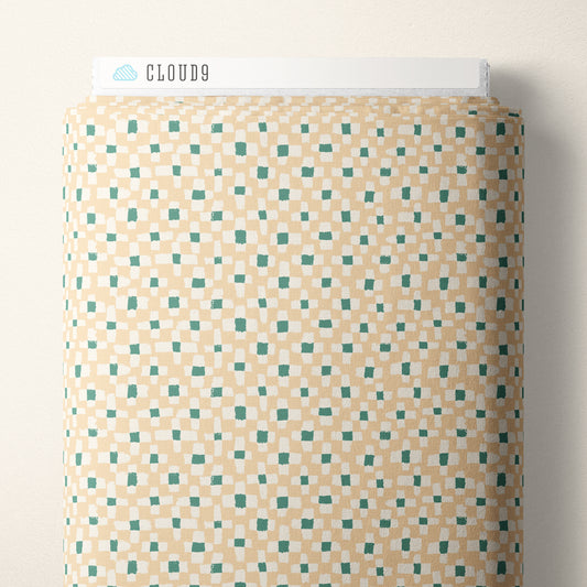 Kindred Comforts Organic Cotton Collection Mending Print in Pale Pink by Tanya Celia for Cloud 9 Fabrics