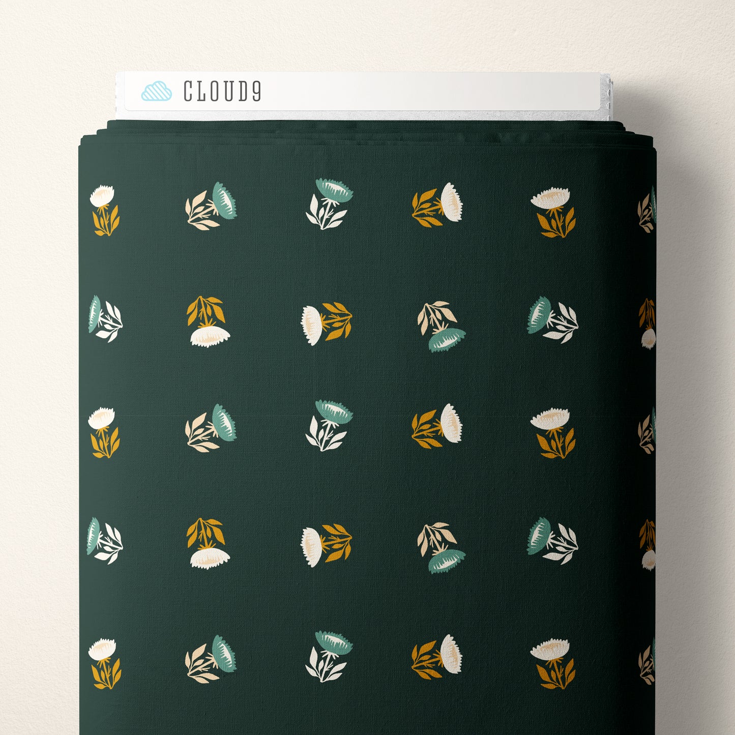 Kindred Comforts Organic Cotton Collection Waltz Print in Pine Green by Tanya Celia for Cloud 9 Fabrics