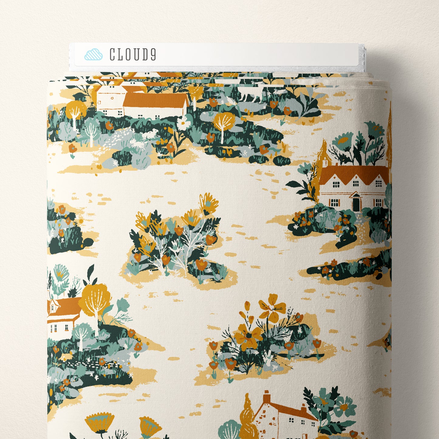 Kindred Comforts Organic Cotton Collection Homestead Print in Ivory/Multi by Tanya Celia for Cloud 9 Fabrics