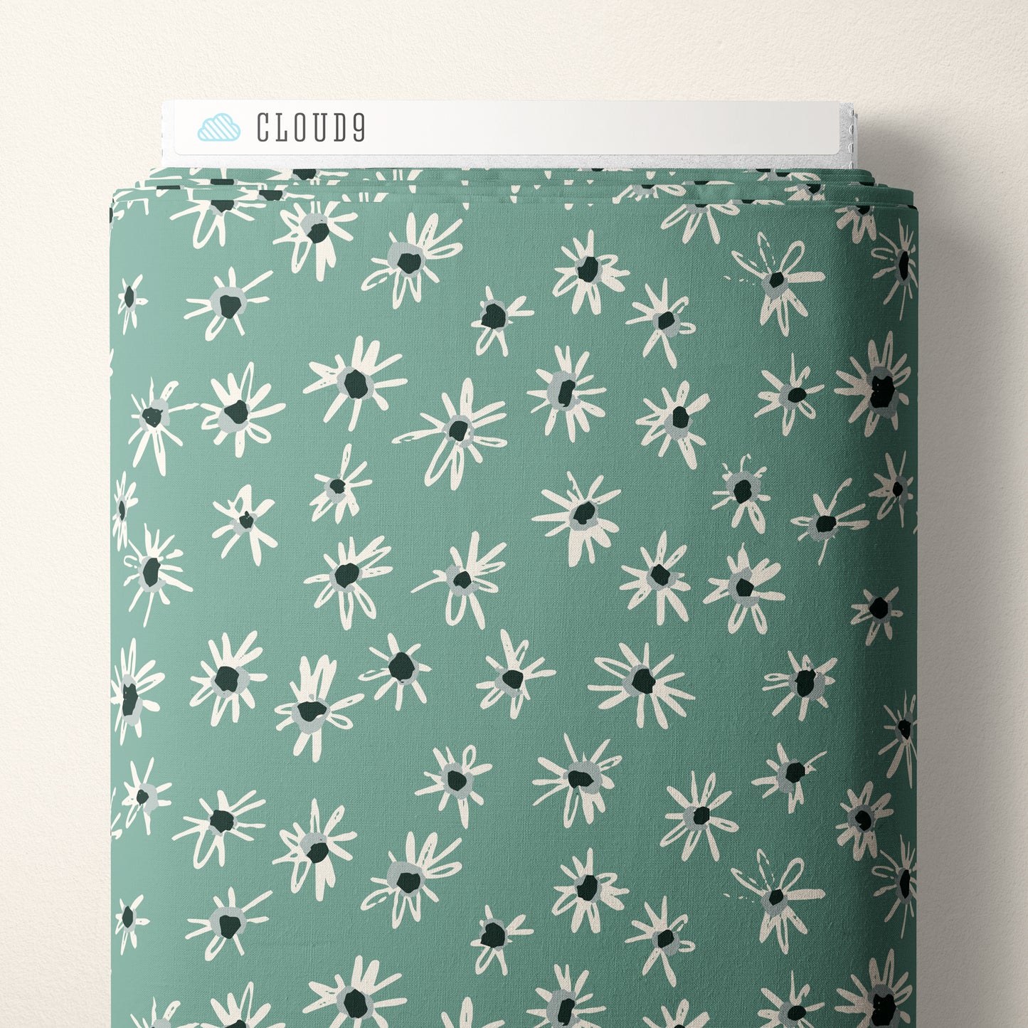 Kindred Comforts Organic Cotton Collection Shata Print in Turquoise by Tanya Celia for Cloud 9 Fabrics