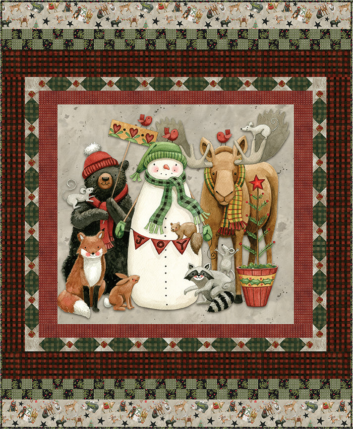 Northern Christmas Snowmen Green by Teresa Korgut for Riley Blake Designs