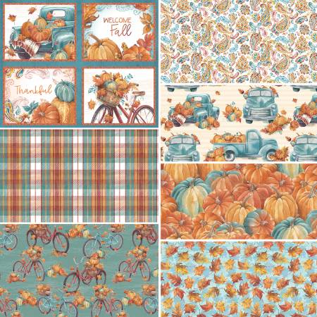 Pumpkin Please - Fall Bikes - by Courtney Morgenstern for 3 Wishes Fabric