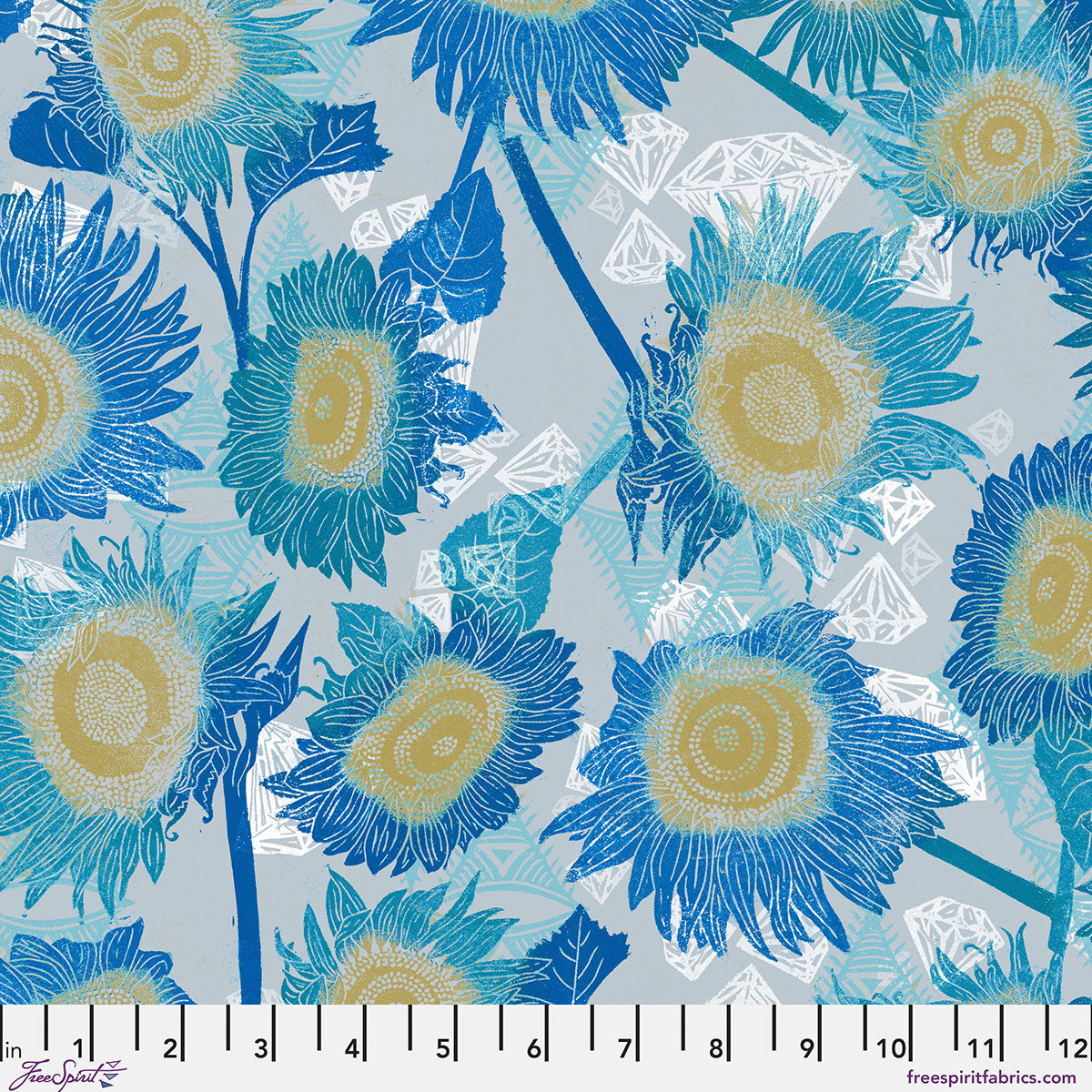 The Sunflowers - Cool Print from The Wisdom Collection by Valori Wells for FreeSpirit Fabrics