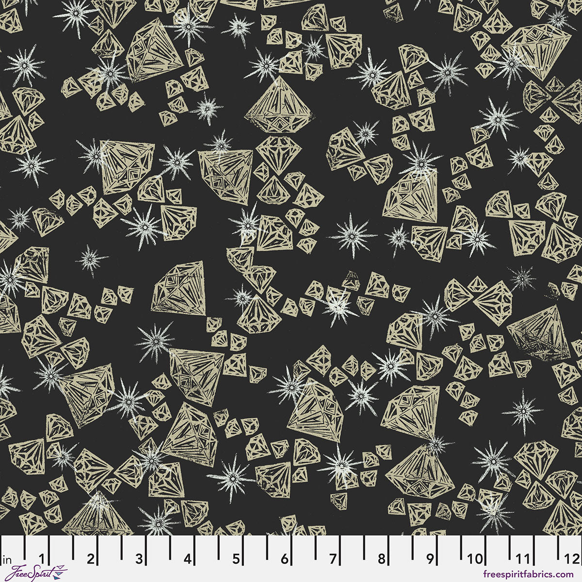 The Shiny Things - Black Print from The Wisdom Collection by Valori Wells for FreeSpirit Fabrics