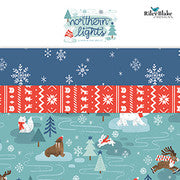 Flannel Northern Lights Red Let It Snow by Natalia Juan Abello for Riley Blake Designs