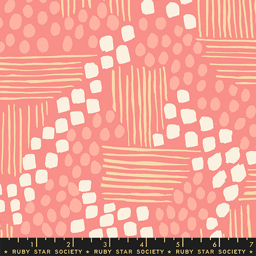 Aerial View Print in Watermelon from the Reimagined Landscapes Collection by Jen Hewett for Ruby Star Society and Moda Fabrics