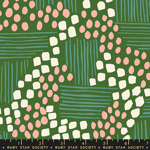 Aerial View Print in Endpaper Green from the Reimagined Landscapes Collection by Jen Hewett for Ruby Star Society and Moda Fabrics