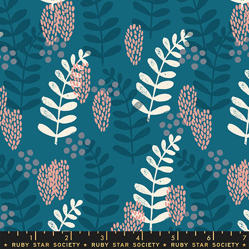 Fern Dell Print in Teal from the Reimagined Landscapes Collection by Jen Hewett for Ruby Star Society and Moda Fabrics