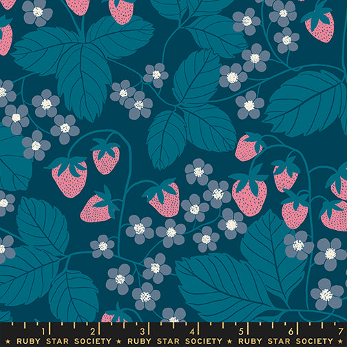 Strawberry Field Print in Galaxy from the Reimagined Landscapes Collection by Jen Hewett for Ruby Star Society and Moda Fabrics