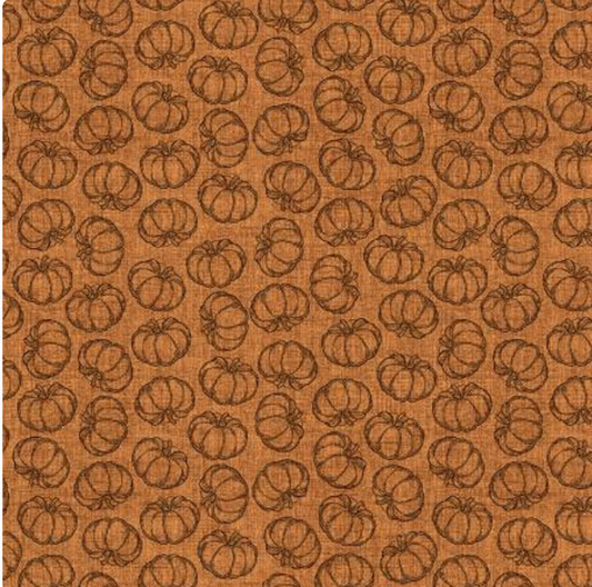 Harvest Farm - Tossed Pumpkins Rust - by Painted Sky Studio for Benartex Fabrics