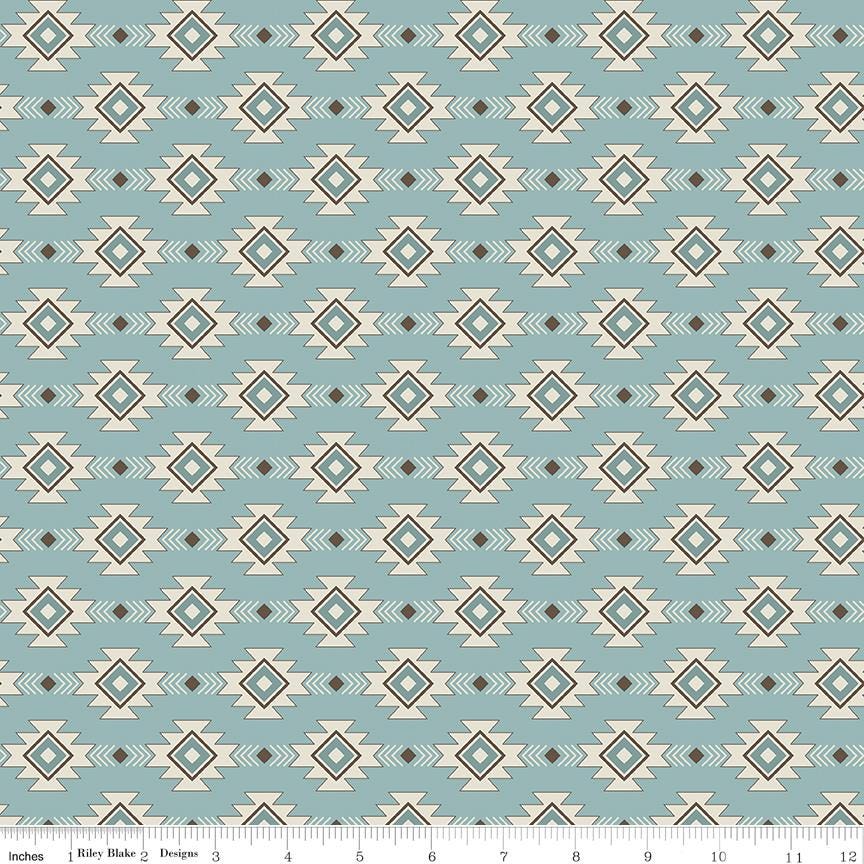 Let's Get Lost in the Woods - Geometric Vintage Blue - by Tara Reed for Riley Blake Designs