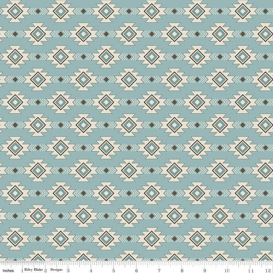 Let's Get Lost in the Woods - Geometric Vintage Blue - by Tara Reed for Riley Blake Designs