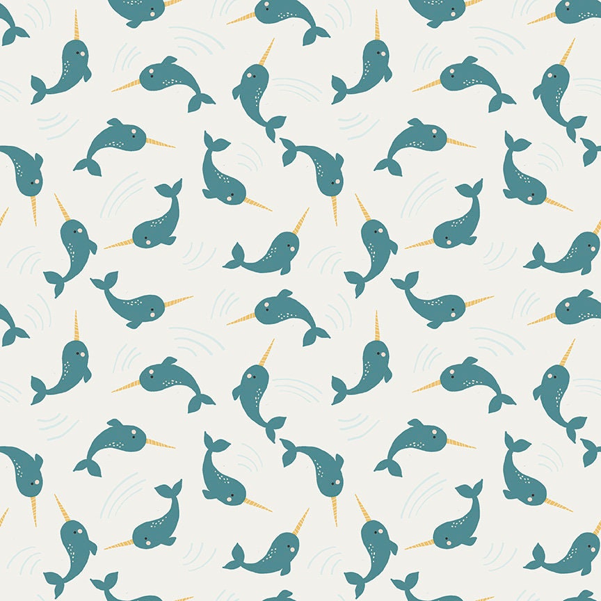 Nice Ice Baby Narwhals Cream by Deena Rutter for Riley Blake Designs