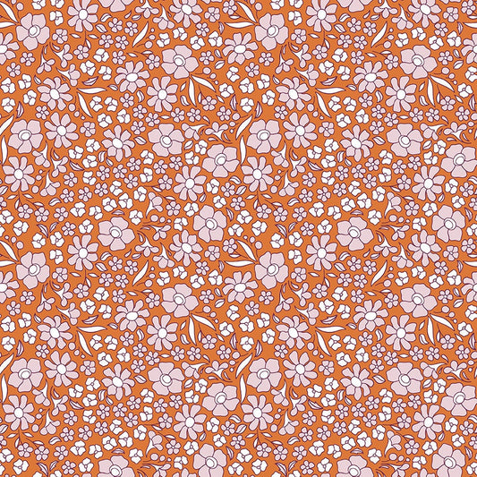 Flower Farm - Flower Field Orange Print - by Keera Job for Riley Blake Designs