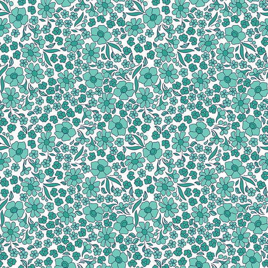 Flower Farm - Flower Field Teal Print - by Keera Job for Riley Blake Designs