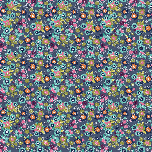 Flower Farm - Potted Flowers Navy Print - by Keera Job for Riley Blake Designs