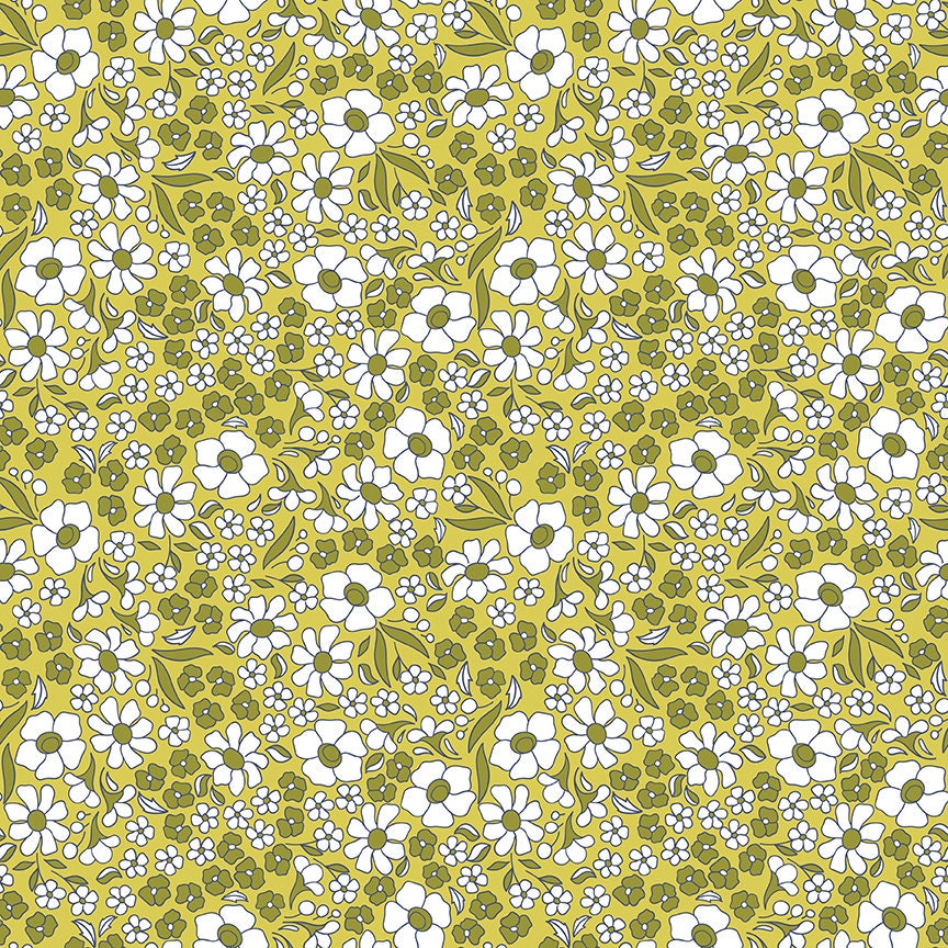 Flower Farm - Flower Field Lime Print - by Keera Job for Riley Blake Designs