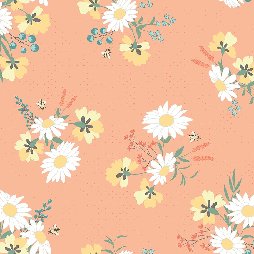 Sunshine and Sweet Tea - Main Print Peach - by Amanda Castor of Material Girl Quilts for Riley Blake Designs