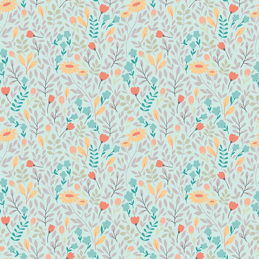 Sunshine and Sweet Tea - Summer Floral Mint Print - by Amanda Castor of Material Girl Quilts for Riley Blake Designs