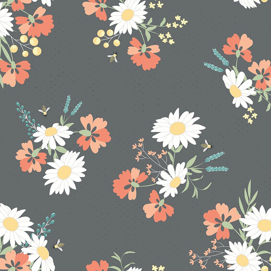 Sunshine and Sweet Tea - Main Print Steel Gray - by Amanda Castor of Material Girl Quilts for Riley Blake Designs