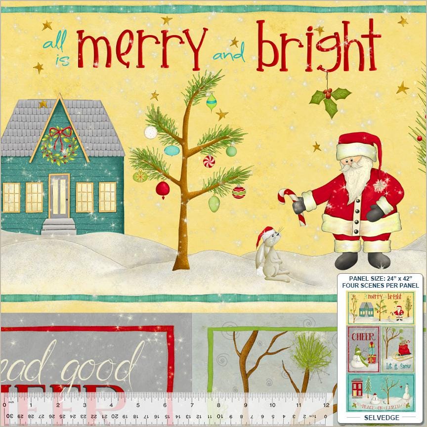 A Very Terri Christmas Panel by Terri Degenkolb Whimsicals for Windham Fabrics