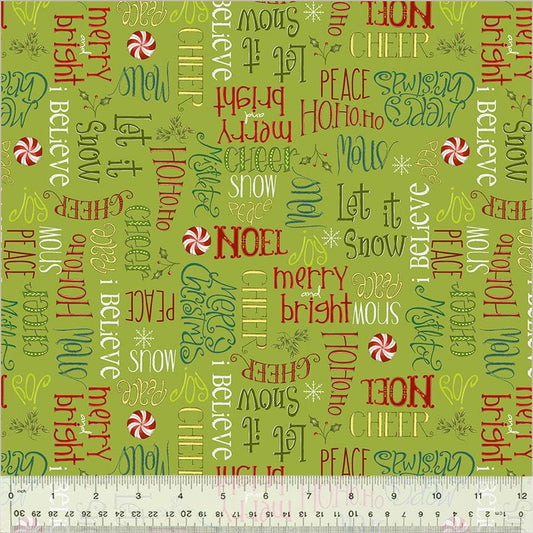 A Very Terri Christmas - Season's Greetings Print Mistletoe - by Terri Degenkolb Whimsicals for Windham Fabrics