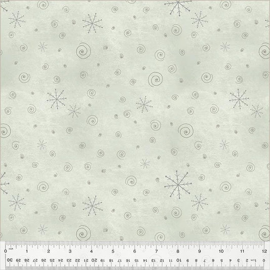 A Very Terri Christmas - Snow Flurries Print Misty - by Terri Degenkolb Whimsicals for Windham Fabrics