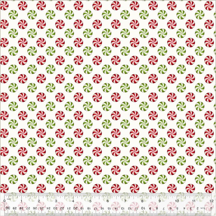 A Very Terri Christmas - Peppermints Print Ivory - by Terri Degenkolb Whimsicals for Windham Fabrics