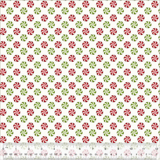 A Very Terri Christmas - Peppermints Print Ivory - by Terri Degenkolb Whimsicals for Windham Fabrics