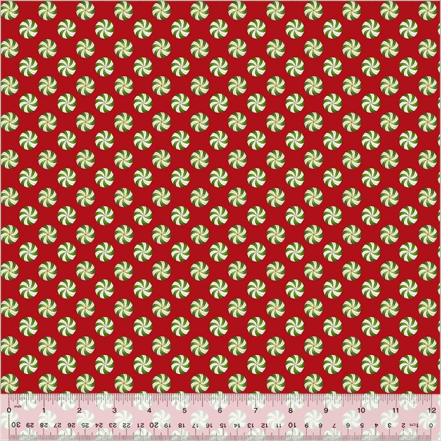 A Very Terri Christmas - Peppermints Print Red - by Terri Degenkolb Whimsicals for Windham Fabrics